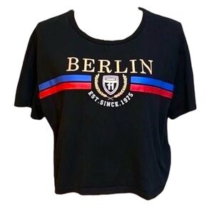 Divided H&M Berlin Crop Top T-Shirt Size Large Black